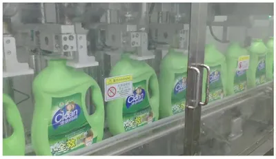 5L Plastic Bottle with Large Capacity Double Screw Cap and Four Head High - Speed Liquid Detergent Filling Machine