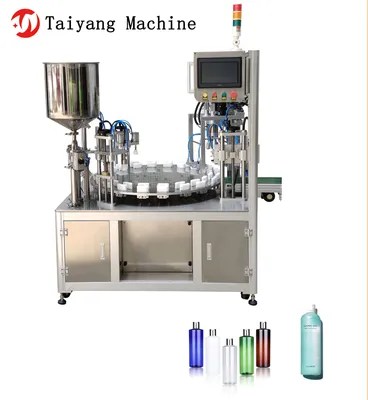 Small Capacity High Foam Water Solvent Lotion Cream Double - Head Rotary Table Filling Machine